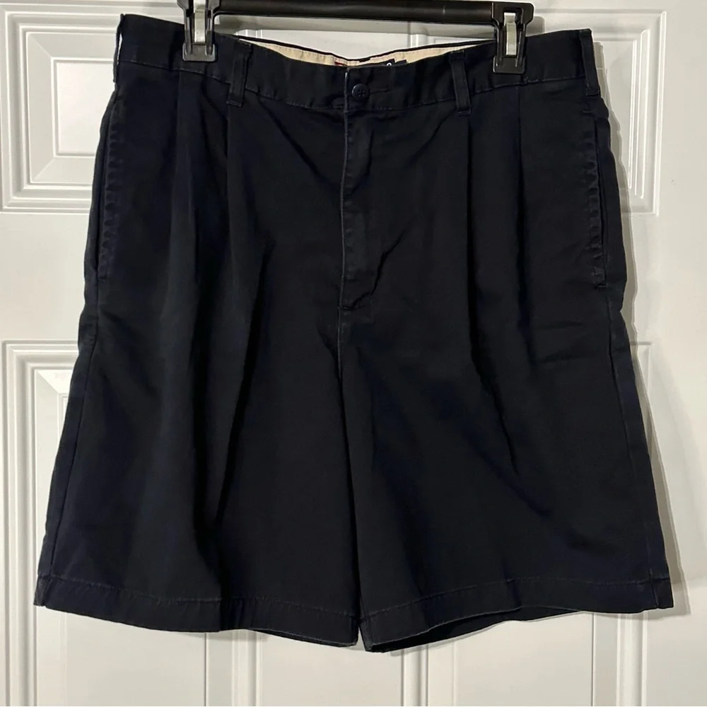 Chaps Ralph Lauren Pleated Chino Shorts Men's Size 34 Navy Pockets 7.5